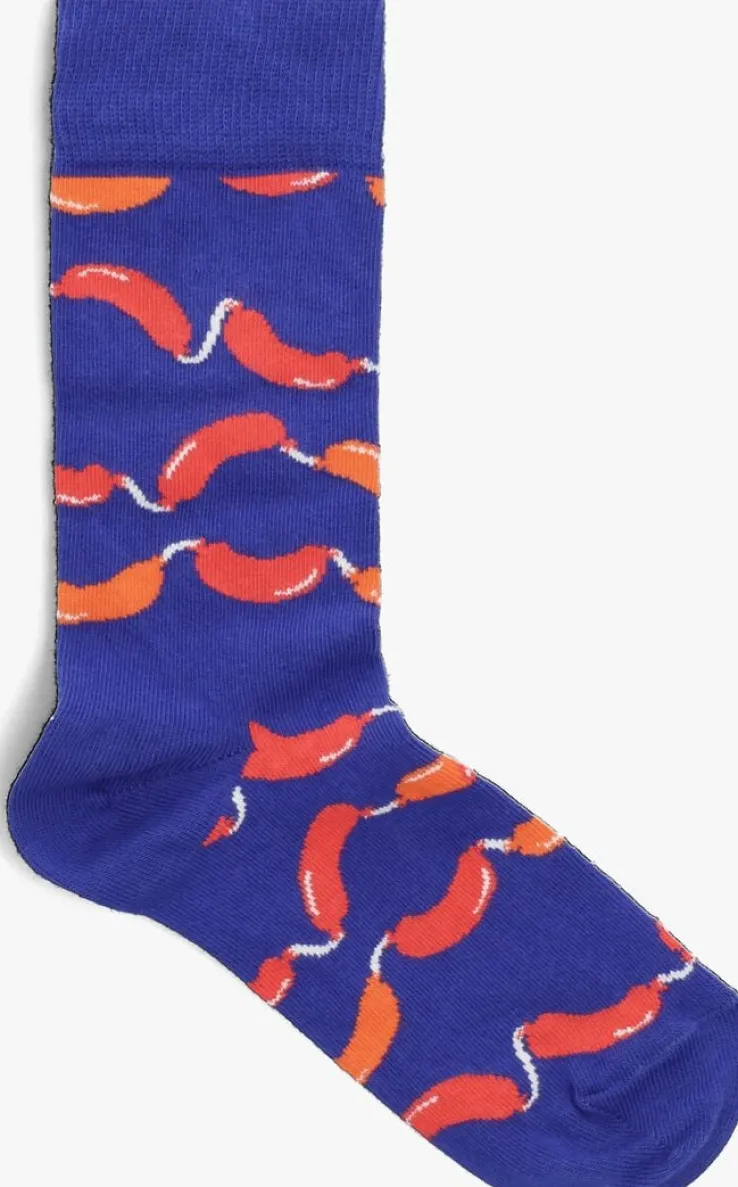 blauwe happy socks sokken sausage