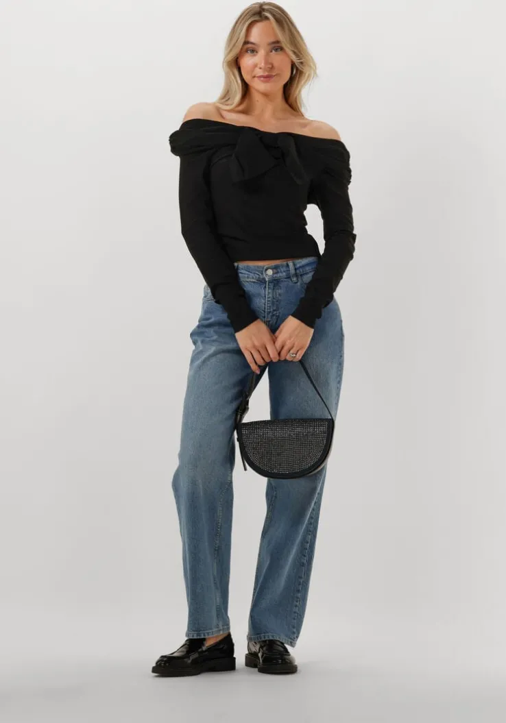 blauwe hvisk schoudertas nomi denim embellished