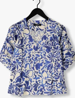 blauwe jansen amsterdam top wbf180 woven printed top v-neck short sleeve