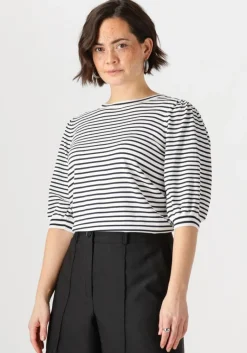 JANSEN AMSTERDAM e top kim top k 136 stripe short puffed sleeve>DAMES Tops & T-Shirts