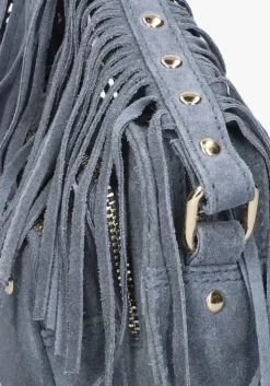 blauwe núnoo schoudertas helena fringe suède