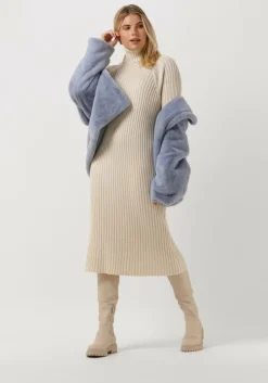blauwe notre-v faux fur jas fur coat short