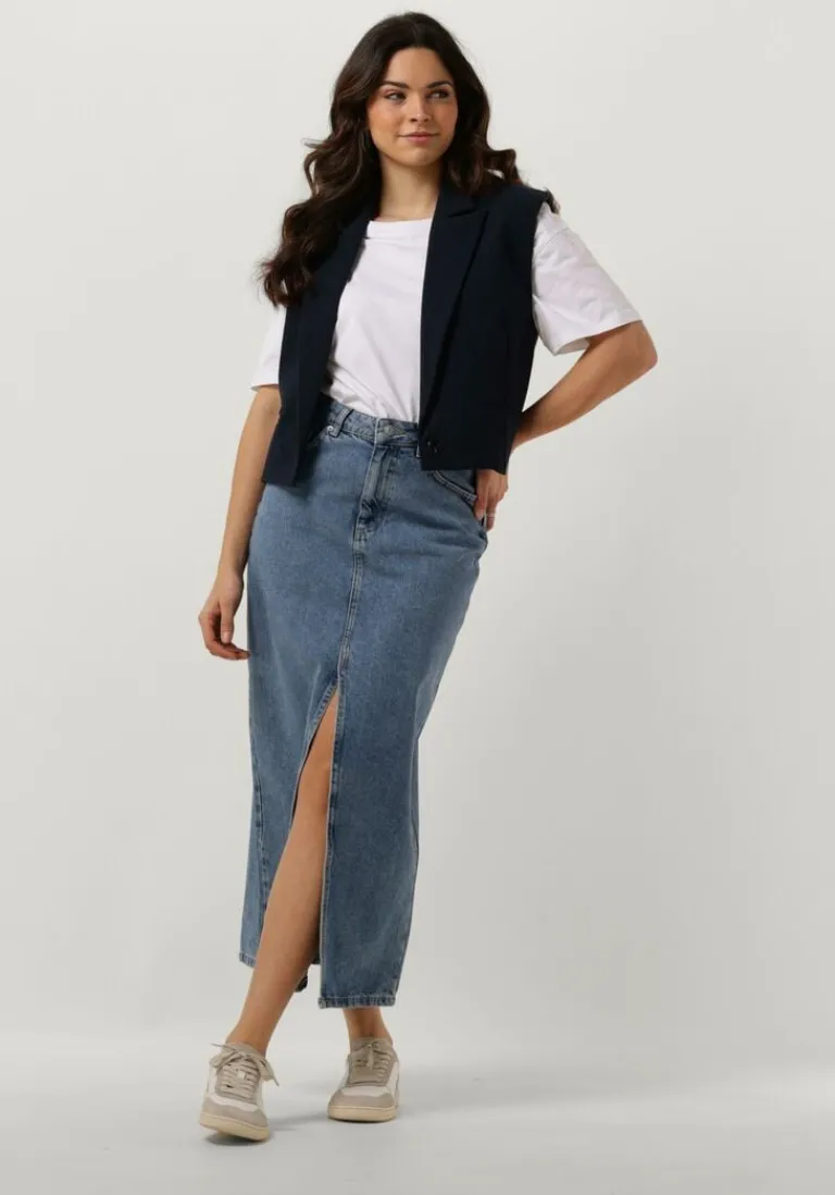 NOTRE-V e midirok denim maxi skirt>DAMES Rokken