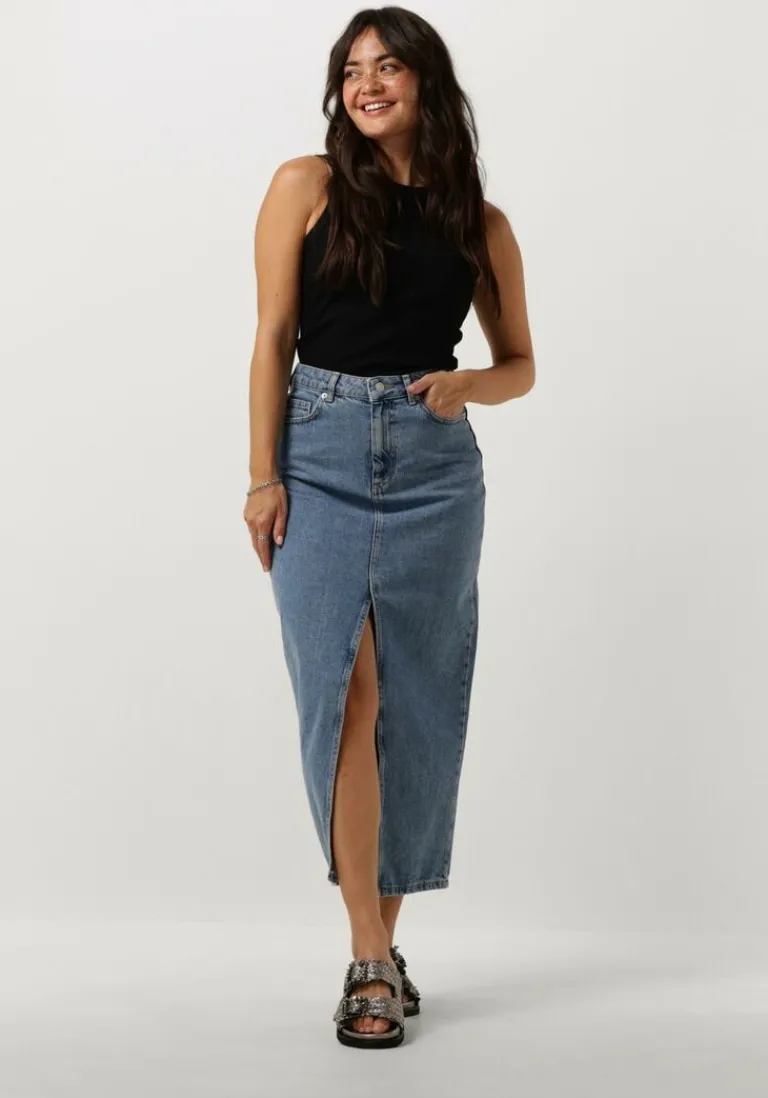 NOTRE-V e midirok denim maxi skirt>DAMES Rokken