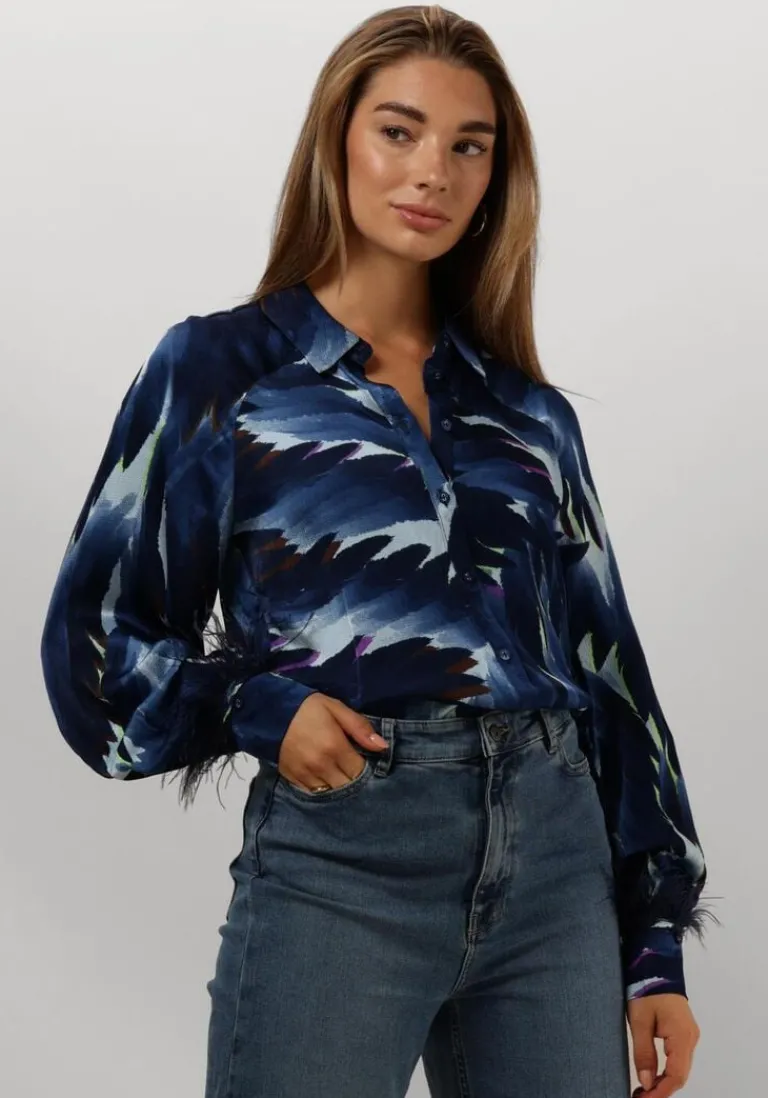POM AMSTERDAM e blouses feathers blue>DAMES Blouses