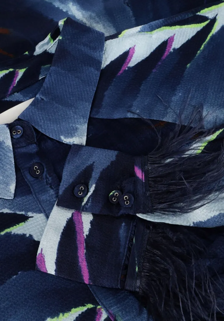 POM AMSTERDAM e blouses feathers blue>DAMES Blouses