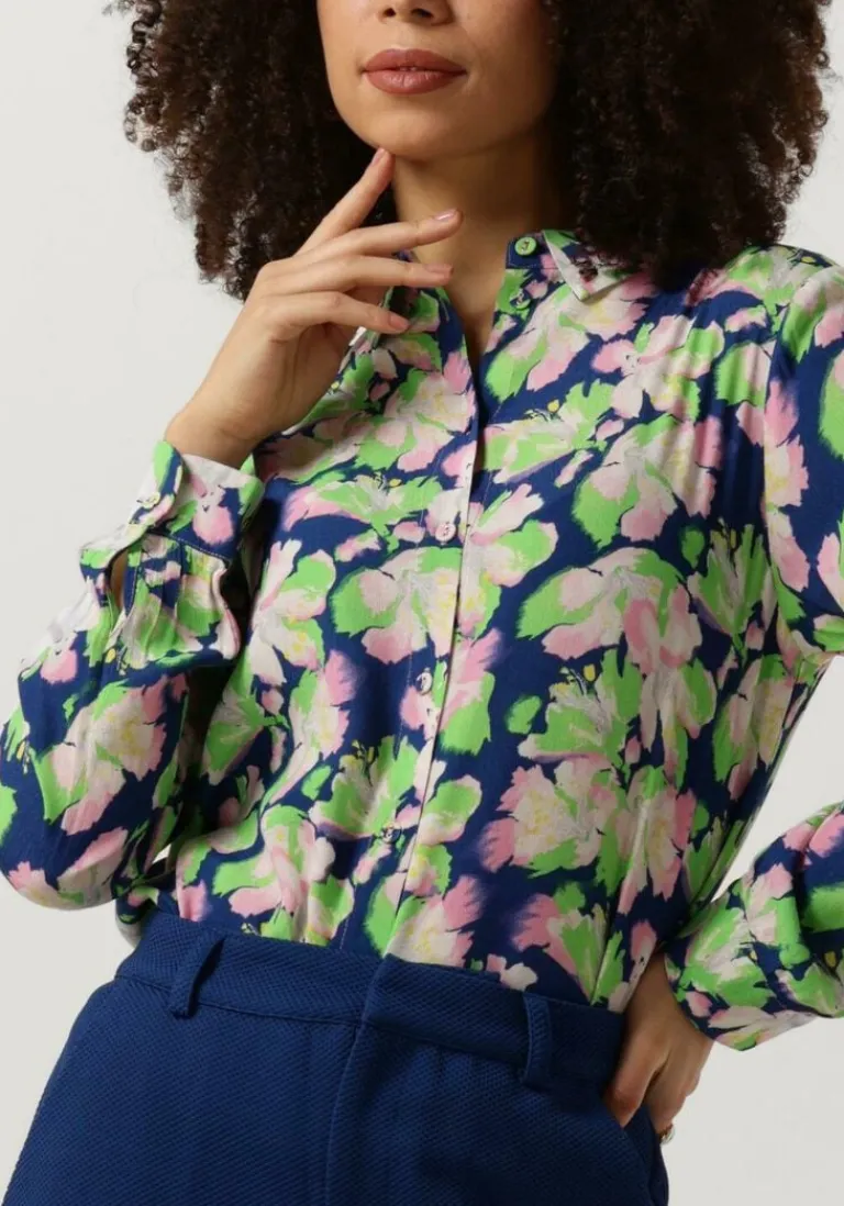 POM AMSTERDAM e blouses mila lilies blue blouse>DAMES Blouses