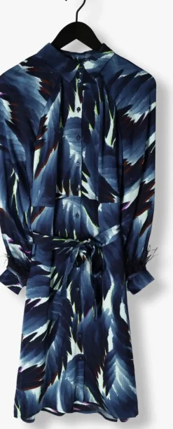 blauwe pom amsterdam midi jurk jada feathers blue