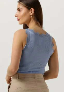 blauwe rosemunde top silk top w/ lace