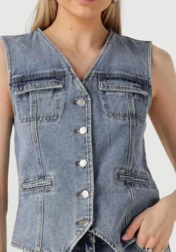 blauwe rouge edit gilet roujolie denim waistcoat