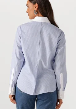 blauwe selected femme blouses slfilina relaxed contrast ls shirt