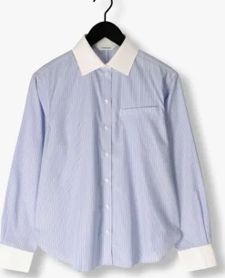 blauwe selected femme blouses slfilina relaxed contrast ls shirt