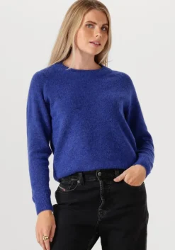 blauwe selected femme trui slflulu ls knit o-neck