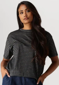 SUMMUM e top shortsleeve top lurex rib stripe>DAMES Tops & T-Shirts