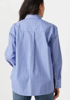 blauwe tommy hilfiger blouses ess poplin easy fit shirt