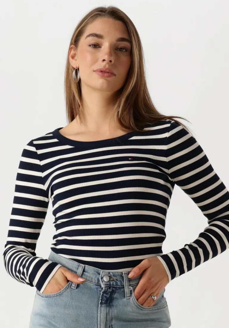 TOMMY HILFIGER e top slim 5x2 rib o-nk ls>DAMES Tops & T-Shirts