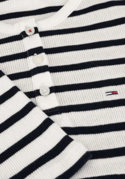 blauwe tommy jeans tops & t-shirts tjw slim button rib c-neck ls ext