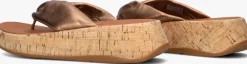FITFLOP bronzen teenslippers f-mode leather><noscript><img width=