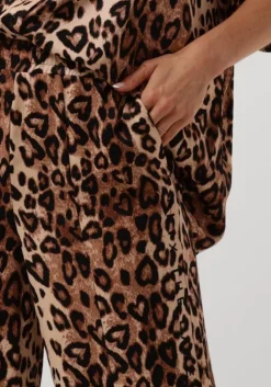 bruine alix the label broeken ladies woven twill leopard pants