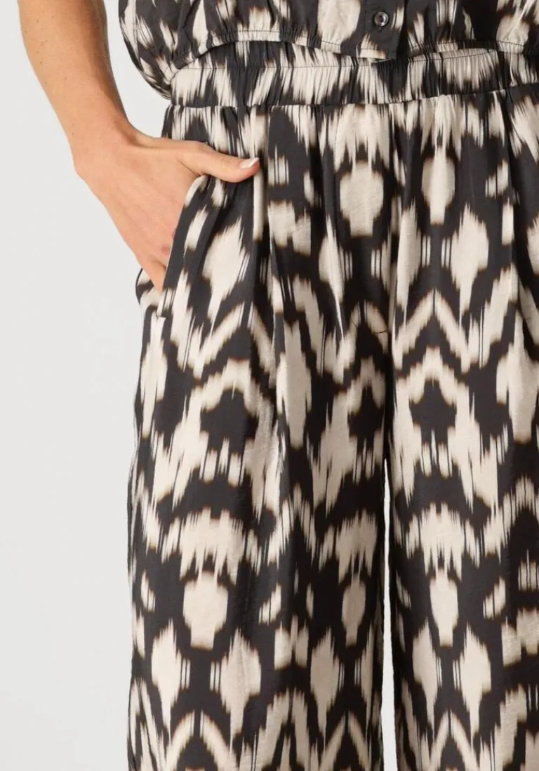 BY-BAR e wijde broek benji brown batik pants>DAMES Co-Ord Sets|Broeken