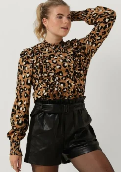 bruine colourful rebel blouses bina leopard boho ruffle blouse