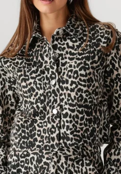 bruine colourful rebel blouses olle leopard cropped denim blouse