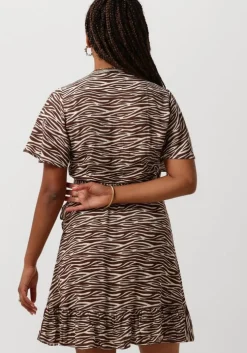 bruine colourful rebel mini jurk telsi zebra wrap dress