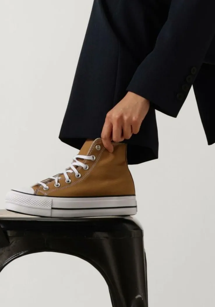 bruine converse hoge sneakers chuck taylor all star lift platform