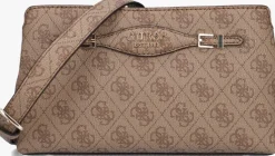 bruine guess schoudertas katya crossbody top zip