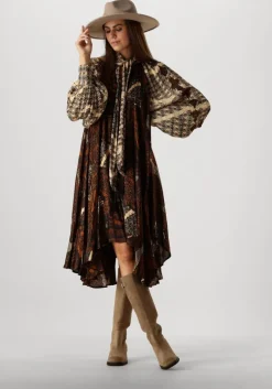 bruine mes demoiselles midi jurk abbey