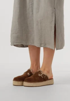bruine mou instappers jute clog plain sue
