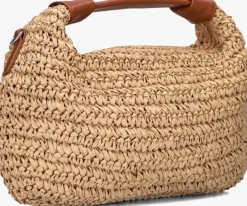bruine núnoo schoudertas dandy raffia