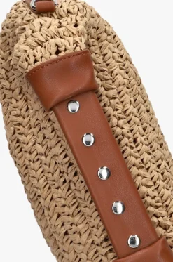 bruine núnoo schoudertas dandy raffia