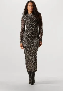 bruine notre-v maxi jurk nv-glenys leo mesh jurk