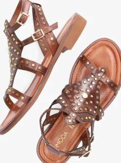 bruine omoda platte sandalen 120104