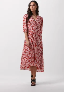 bruine scotch & soda midi jurk midi wrap dress with knot detail