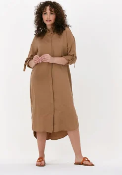 SIMPLE e midi jurk woven dress rooney twill>DAMES Jurken