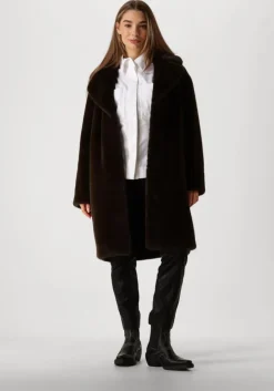 bruine stand studio faux fur jas camille cocoon coat