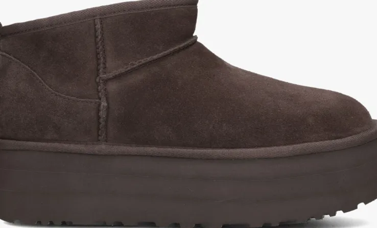 bruine ugg vachtlaarzen w classic ultra mini platform