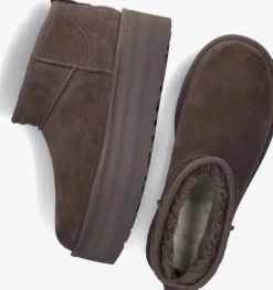 bruine ugg vachtlaarzen w classic ultra mini platform