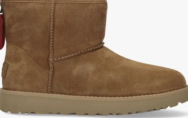 camel ugg vachtlaarzen w classic mini logo zip