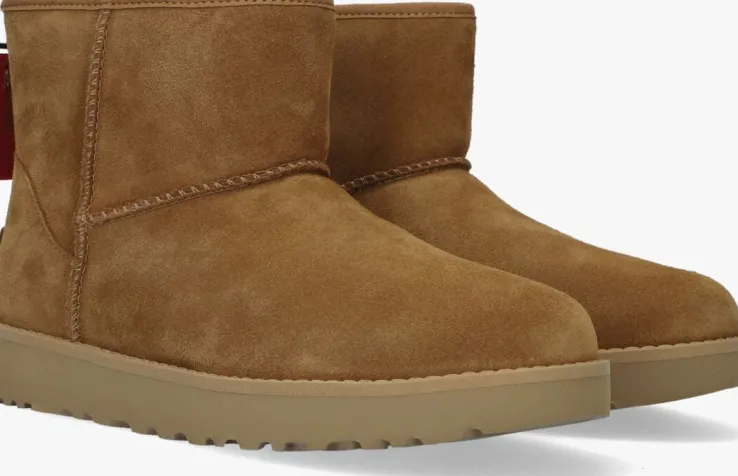 camel ugg vachtlaarzen w classic mini logo zip