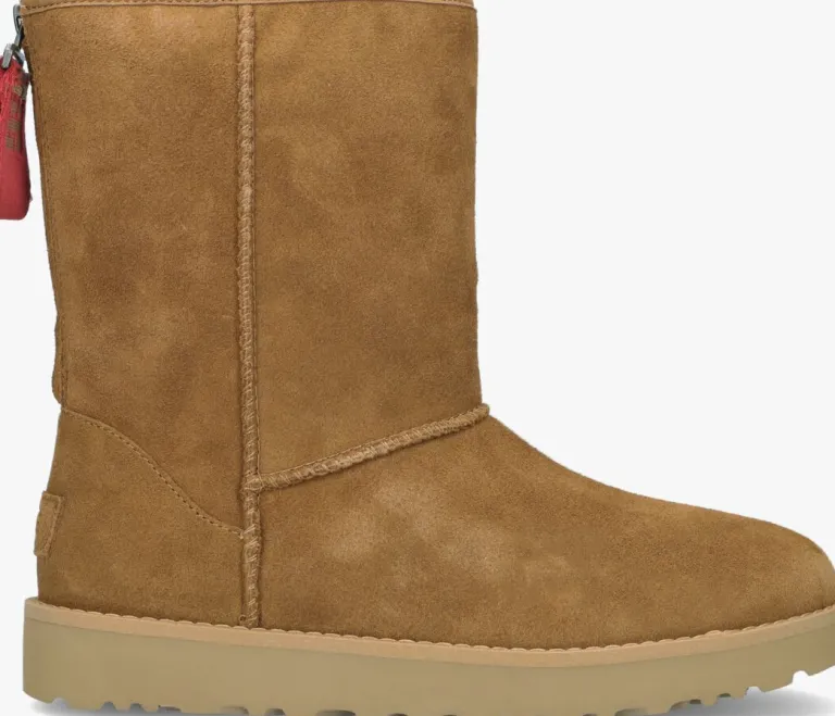 UGG vachtlaarzen w classic short logo zip>DAMES Laarzen