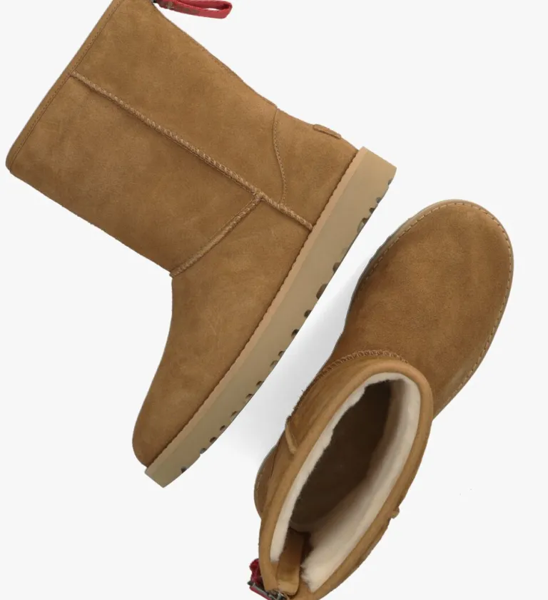 UGG vachtlaarzen w classic short logo zip>DAMES Laarzen