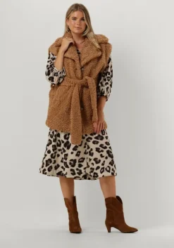 cognac notre-v gilet belted teddy gilet