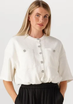 creme alix the label vest ladies knitted boucle cardigan