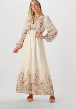 creme neo noir maxi jurk silfi flower print dress