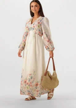creme neo noir maxi jurk silfi flower print dress