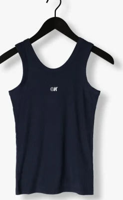 donkerblauwe calvin klein top a-modal rib tank