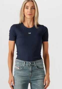 donkerblauwe calvin klein t-shirt a-modal rib tee